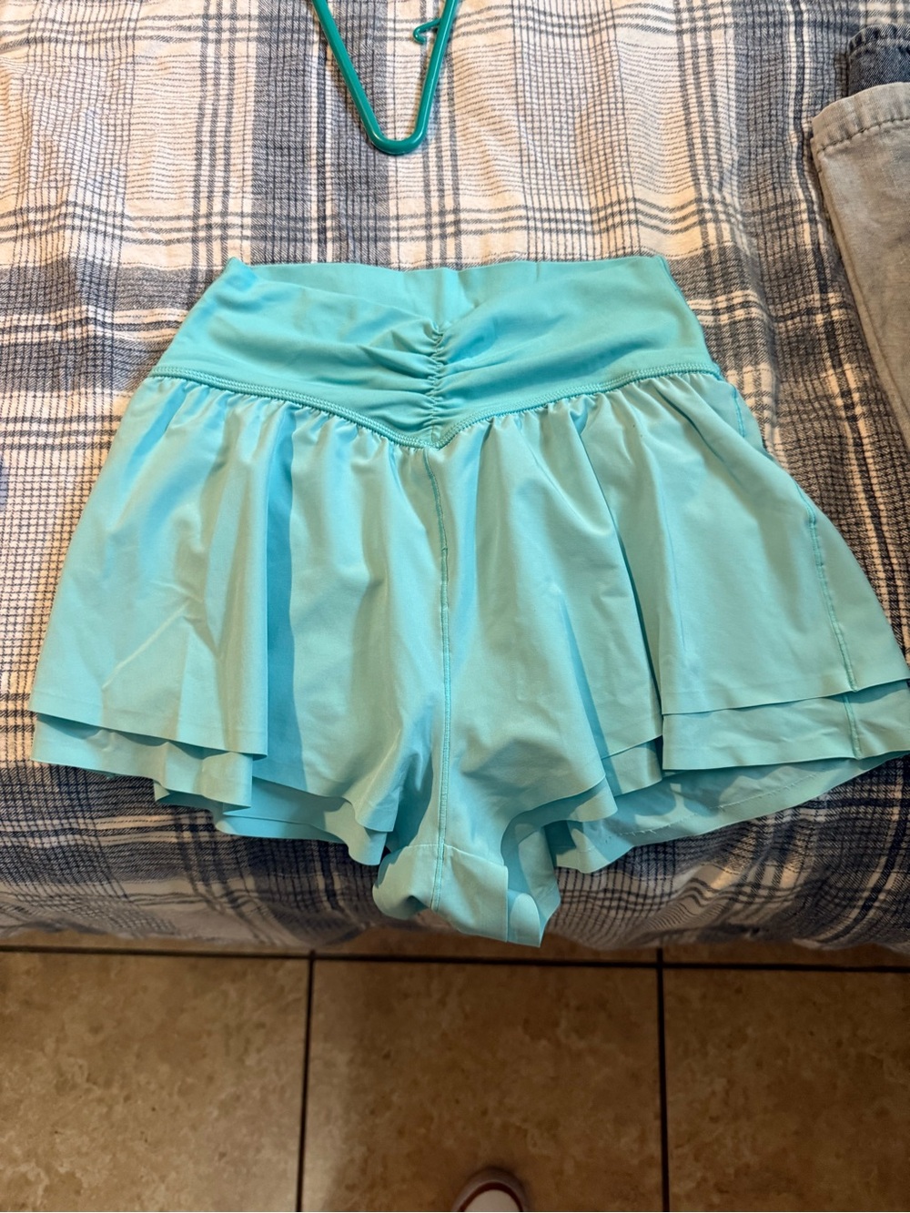 aerie Aqua Layered Athletic Skort Shorts